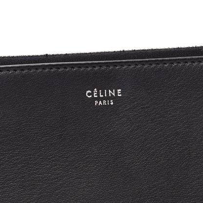 Celine Laminated Lambskin Bi-Color Solo Clutch Pouch Black Silver 6 of 12