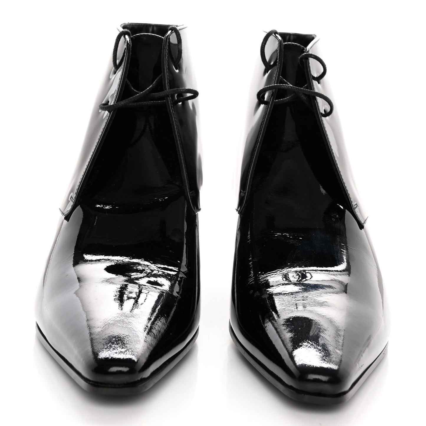 Patent Calfskin Theo Lace-Up Ankle Boots 40 Black