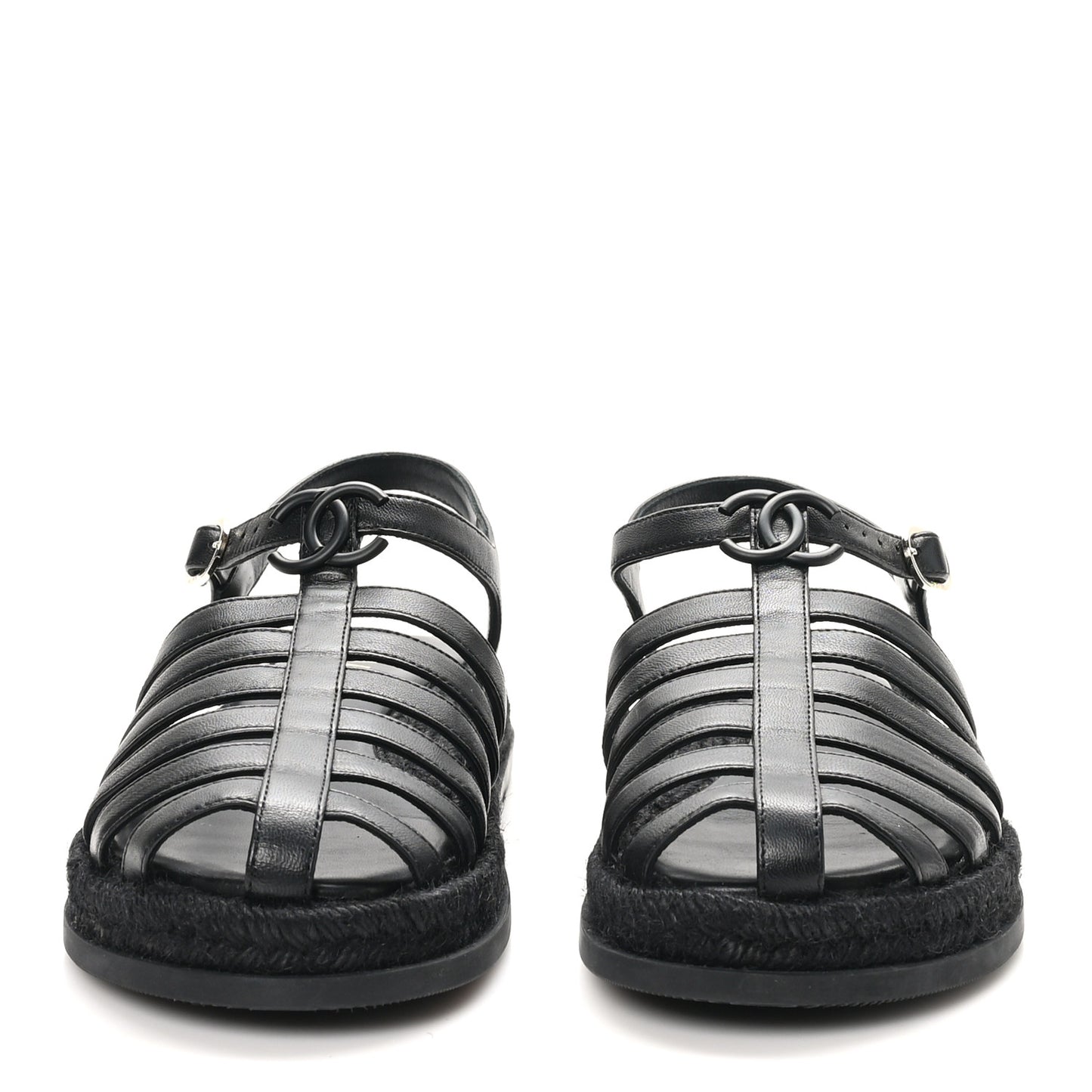 Lambskin Espadrille Sandals 40 Black