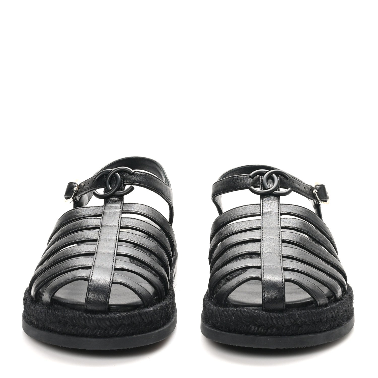 Chanel Lambskin Espadrille Sandals 40 Black 3 of 11