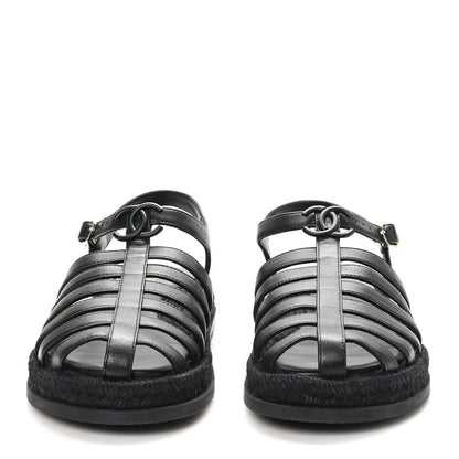 Chanel Lambskin Espadrille Sandals 40 Black 3 of 11