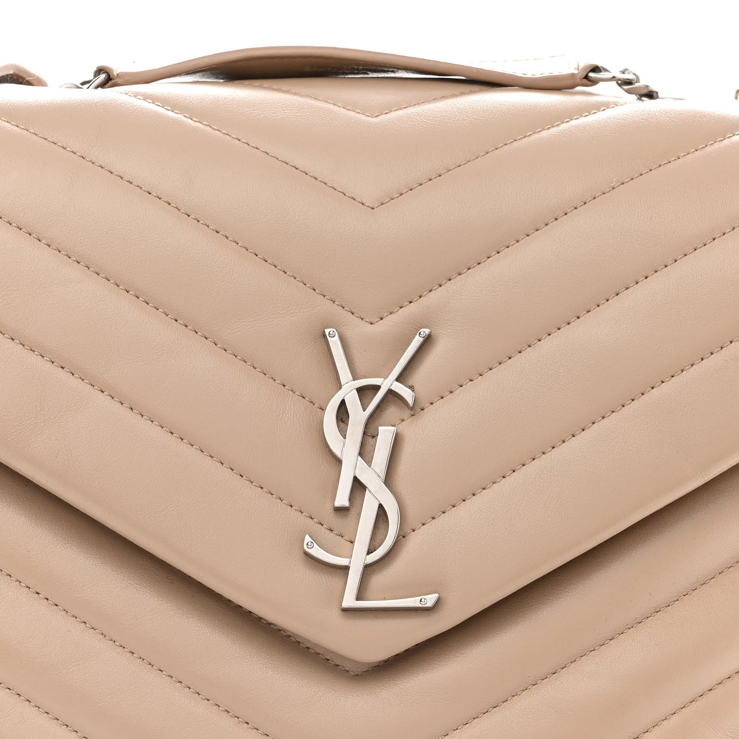 Calfskin Y Quilted Monogram Medium Loulou Chain Satchel Dark Beige