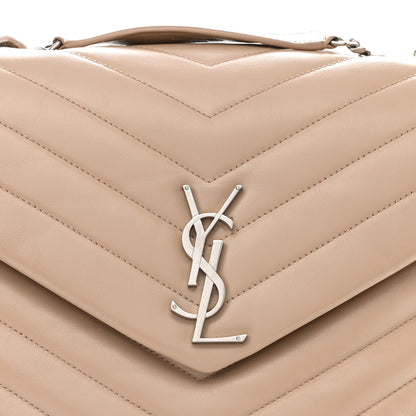 Saint Laurent Calfskin Y Quilted Monogram Medium Loulou Chain Satchel Dark Beige 7 of 15