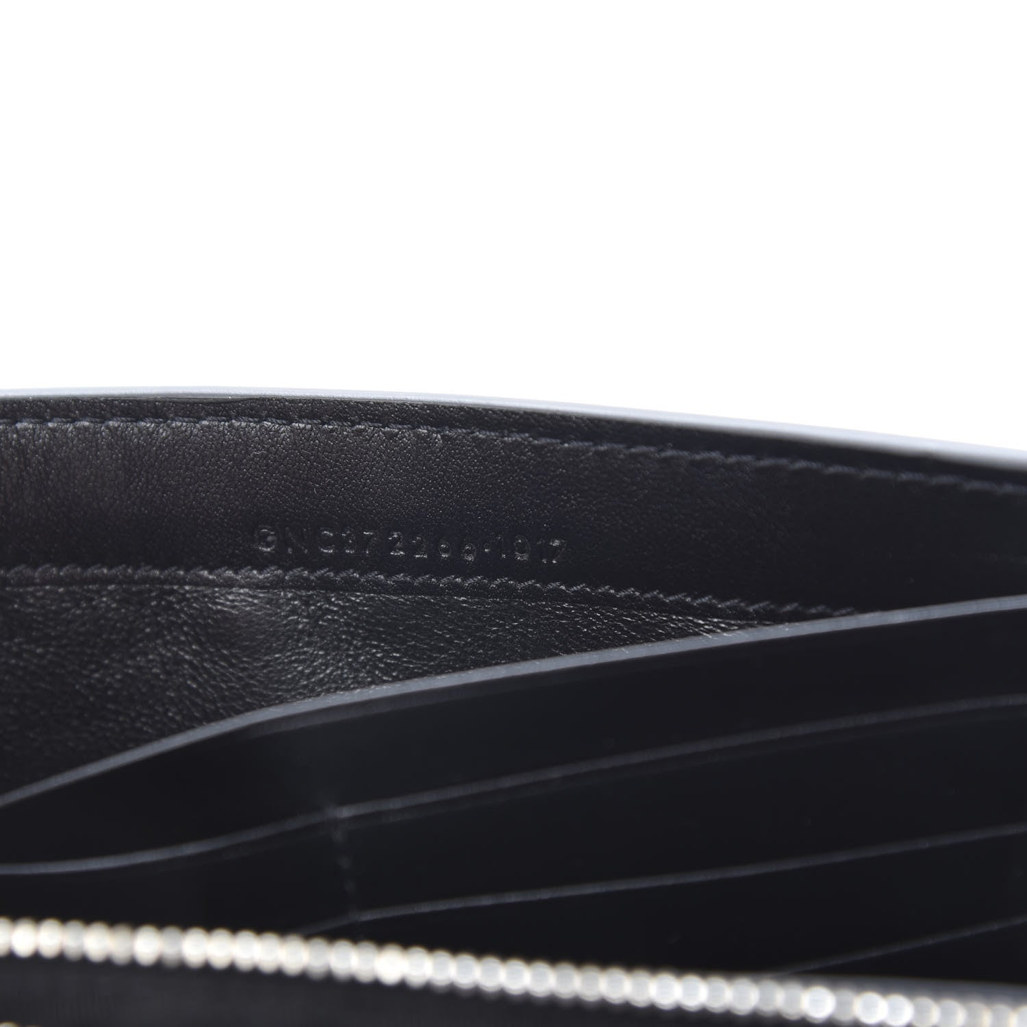 Saint Laurent Calfskin Crocodile Embossed Monogram Flap Wallet Black 7 of 10