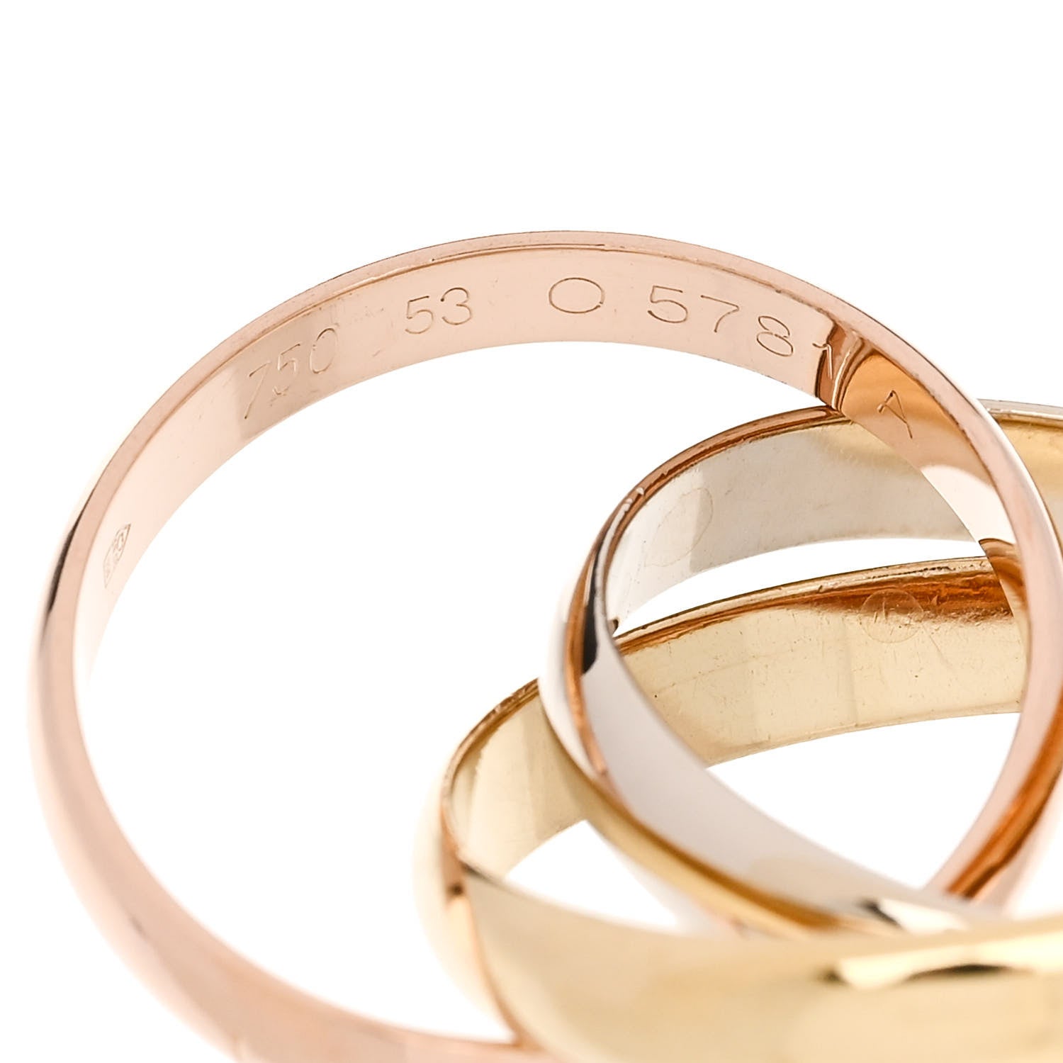 Cartier 18K Pink Yellow White Gold Classic Les Must De Cartier Trinity Ring 53 6.25 4 of 4