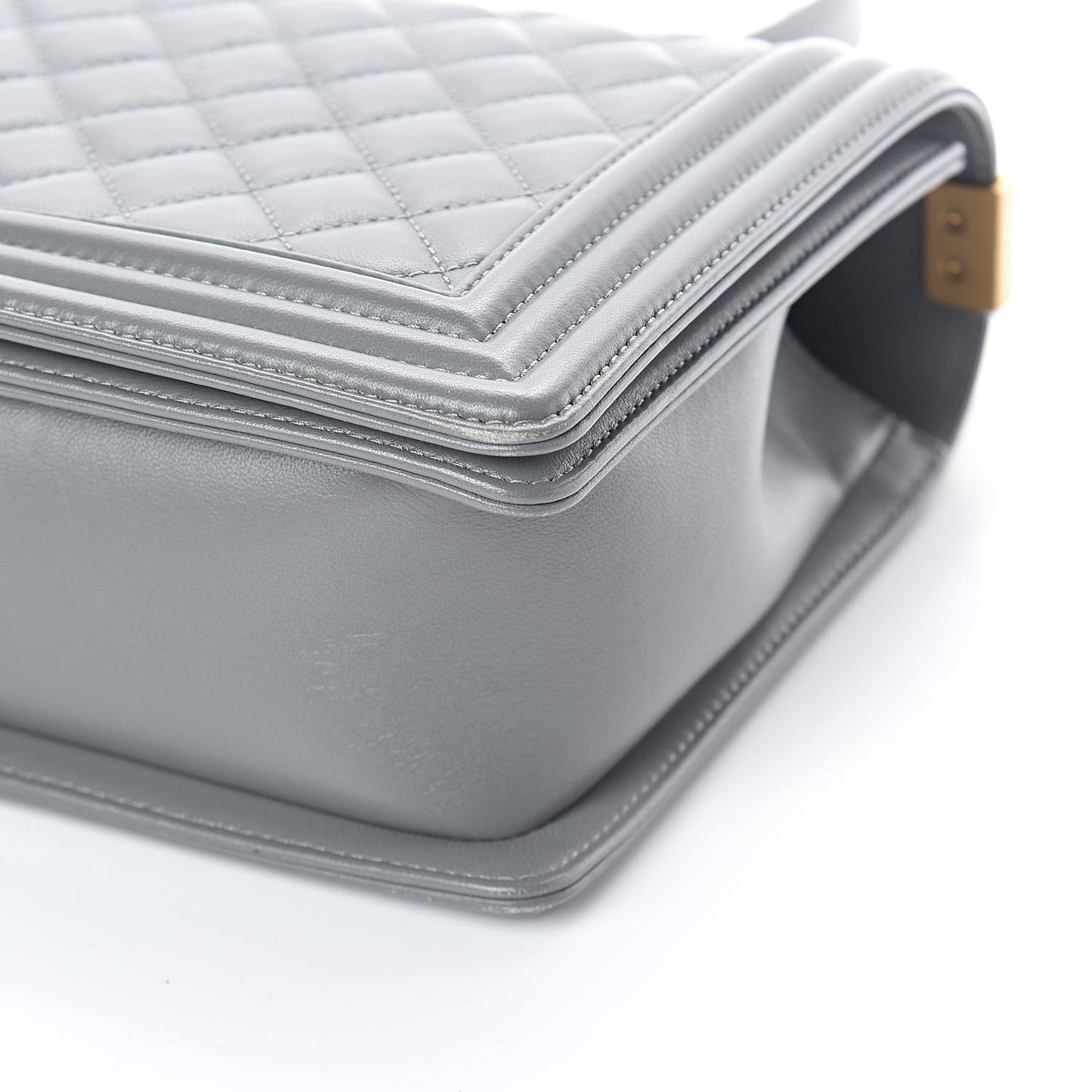Lambskin Quilted New Medium Boy Flap Grey