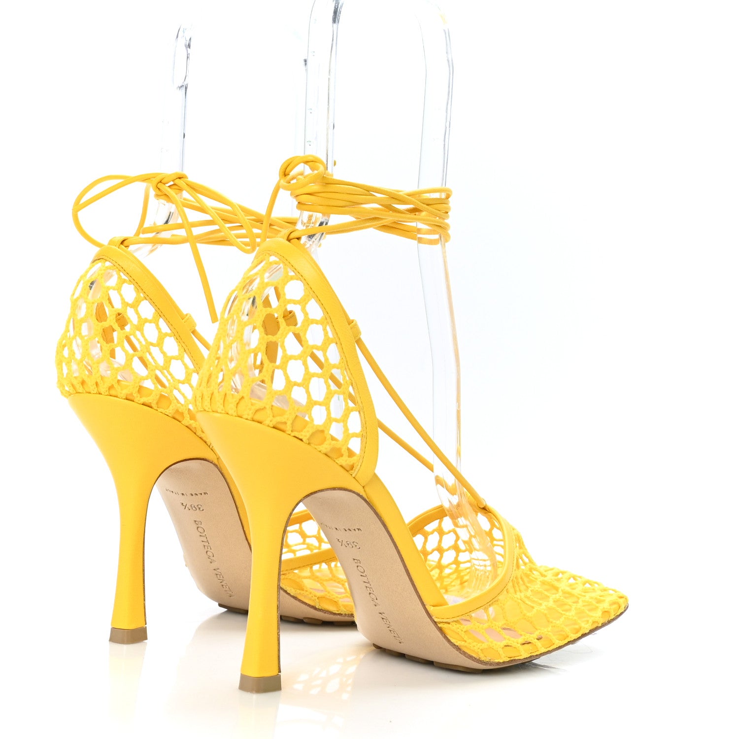 Bottega Veneta Mesh Nappa Stretch Ankle Tie Sandals 39.5 Egg Yolk 4 of 7