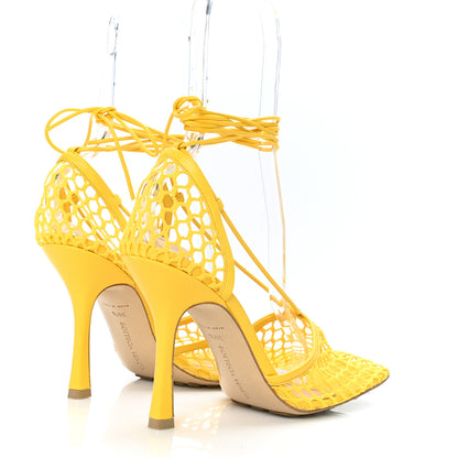 Bottega Veneta Mesh Nappa Stretch Ankle Tie Sandals 39.5 Egg Yolk 4 of 7