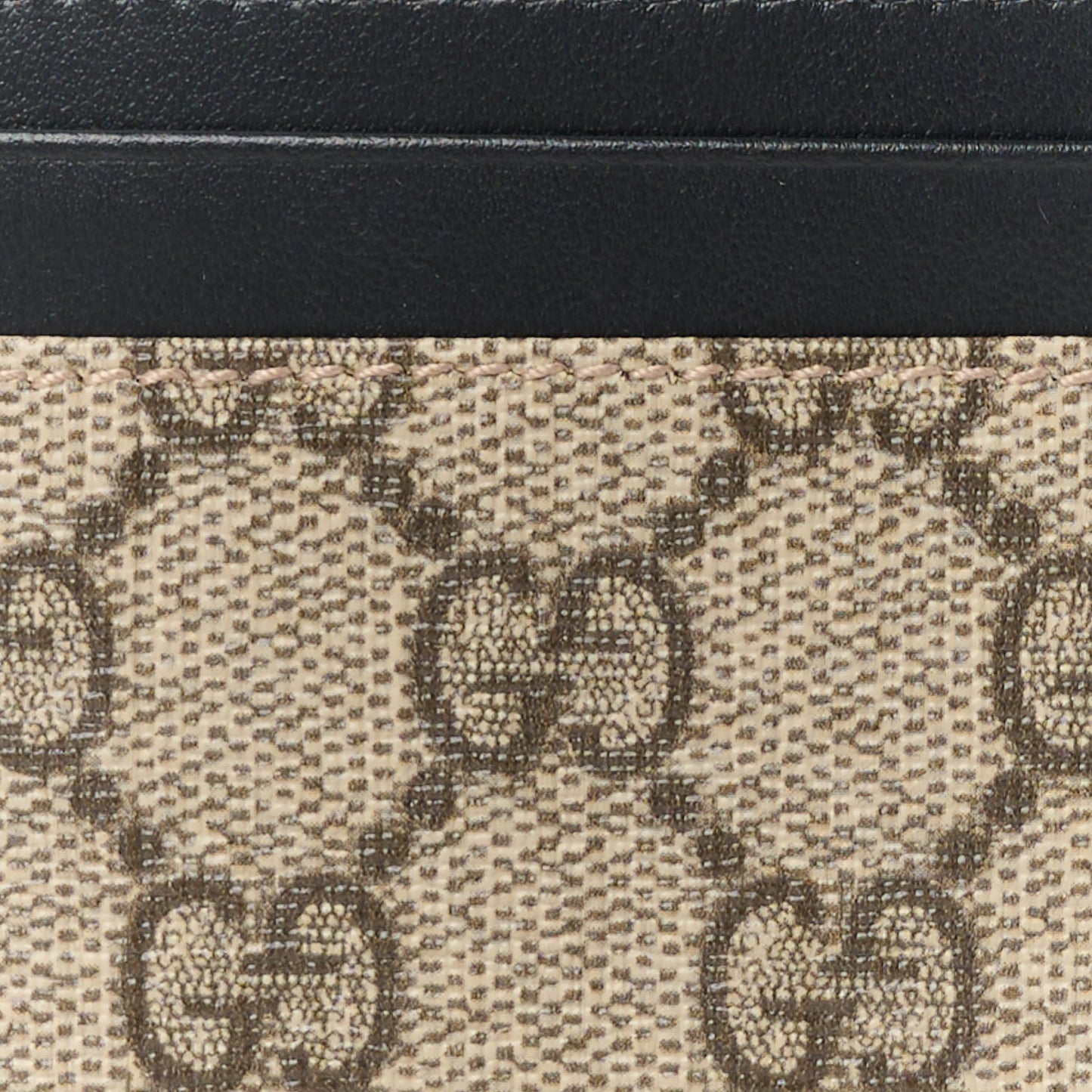 GG Supreme Monogram Calfskin Card Holder Beige Black