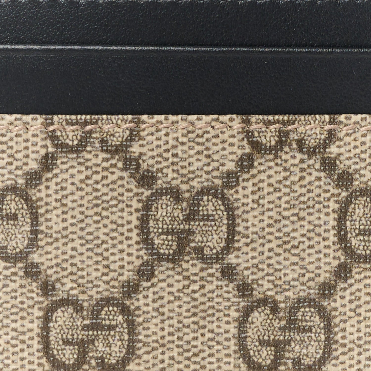 Gucci GG Supreme Monogram Calfskin Card Holder Beige Black 7 of 9