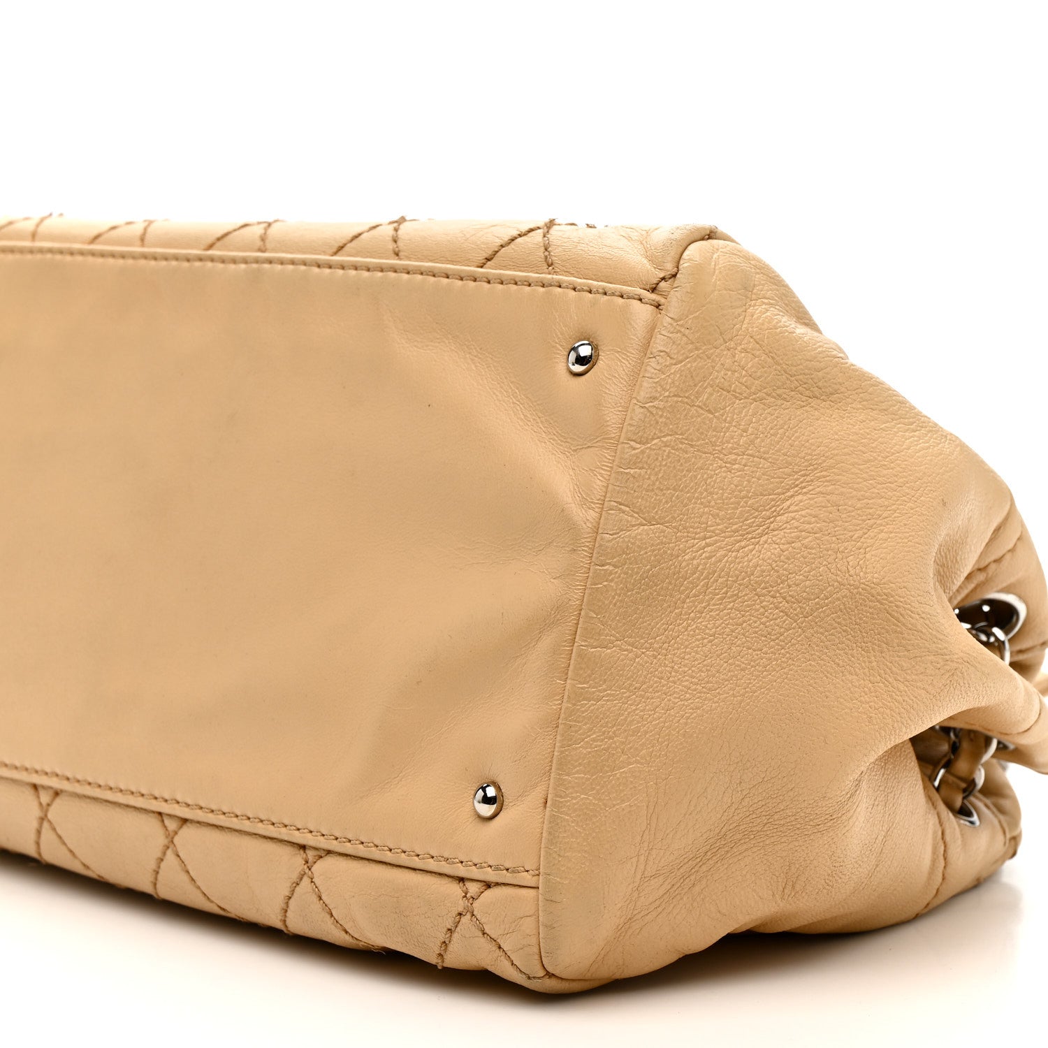 Chanel Lambskin Stitched Accordion Tote Beige 10 of 17