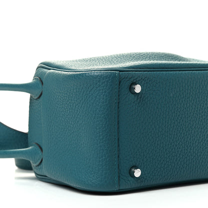 Hermes Taurillon Clemence Mini Lindy 20 Vert Bosphore 8 of 12