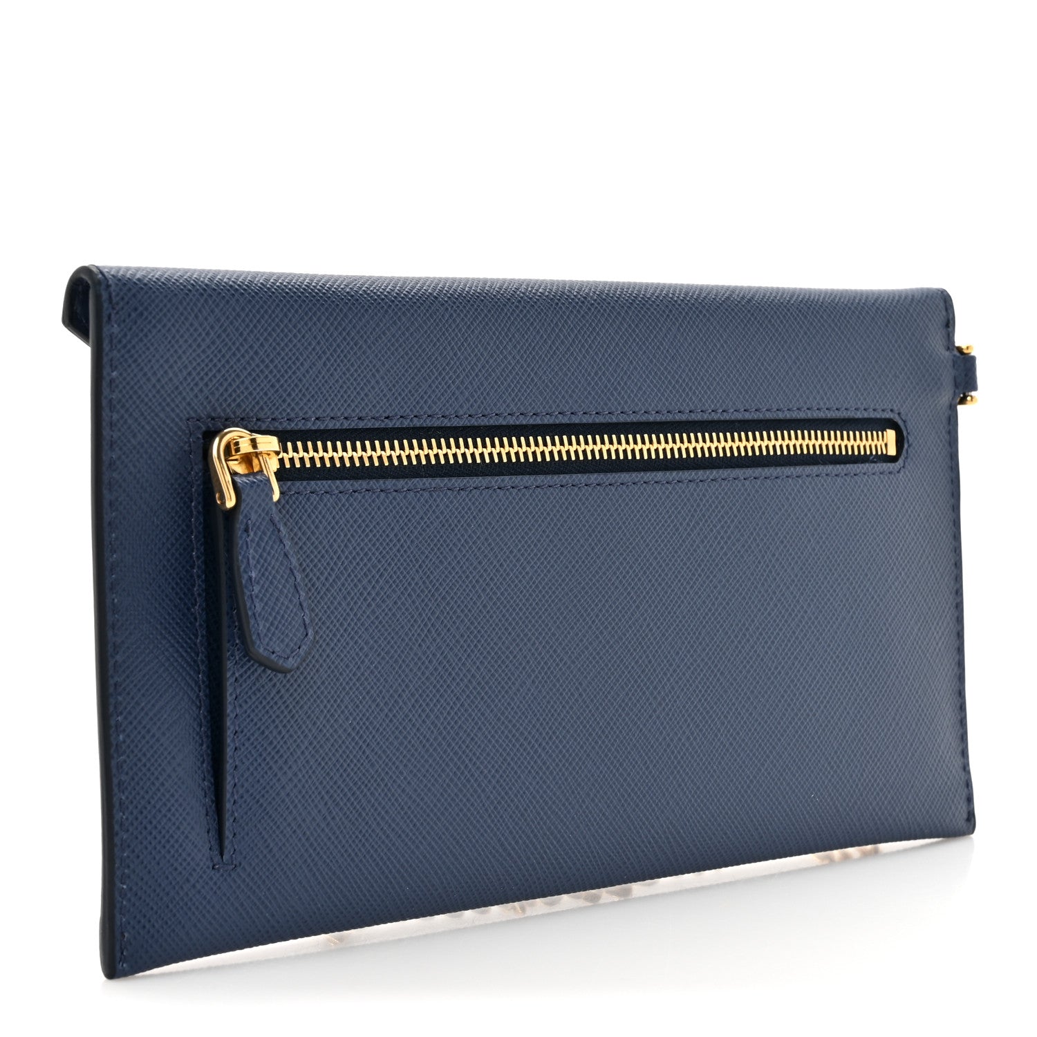 Prada Saffiano City Calf Clutch With Chain Bluette 3 of 9