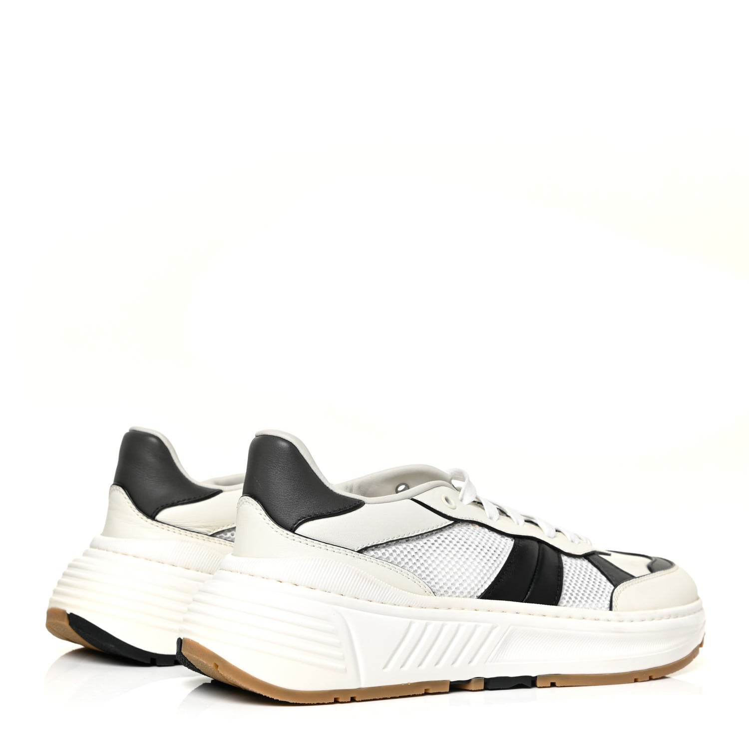 Bottega Veneta Calfskin Technical Mesh Speedster Sneakers 42 White Black 4 of 14