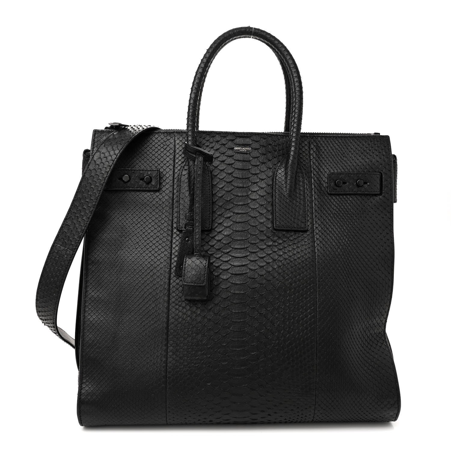 Saint Laurent Snakeskin Souple North South Tote Black 1 of 17