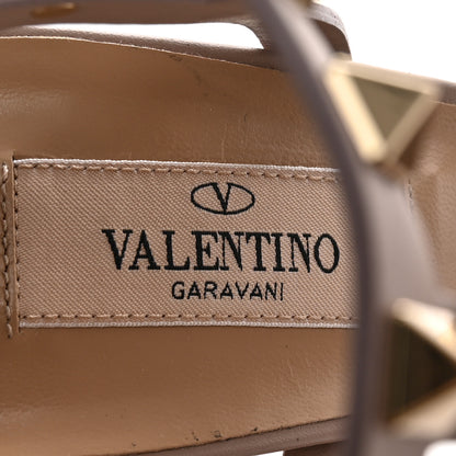 Valentino Garavani Calfskin Rockstud 90mm City Sandals 37.5 Poudre 7 of 8