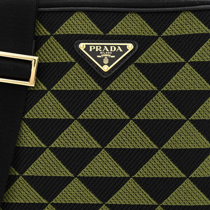 Prada Jacquard Saffiano Triangolo Symbole Embroidered Medium Shoulder Bag Black Edera 9 of 12