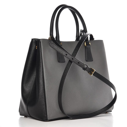 Prada Saffiano Lux Medium Bi-Color Tote Nero Black Marmo 3 of 7
