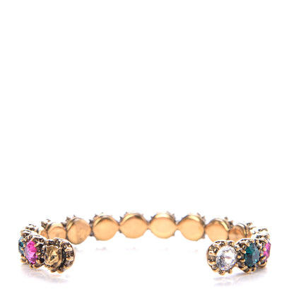 Gucci Metal Crystal Feline Cuff 18 Aged Gold Multicolor 3 of 8
