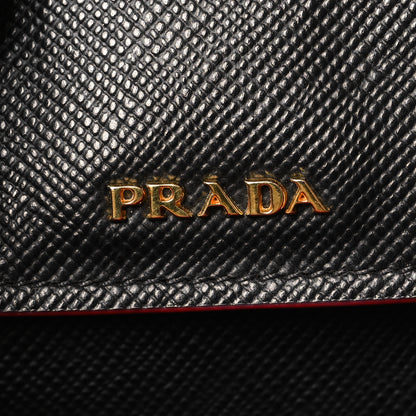 Prada Saffiano Cuir Medium Double Bag Black Fuoco 6 of 9