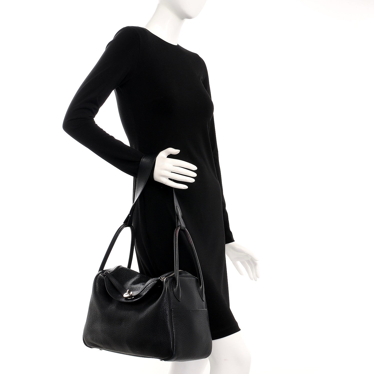 Hermes Taurillon Clemence Lindy 34 Black 2 of 15