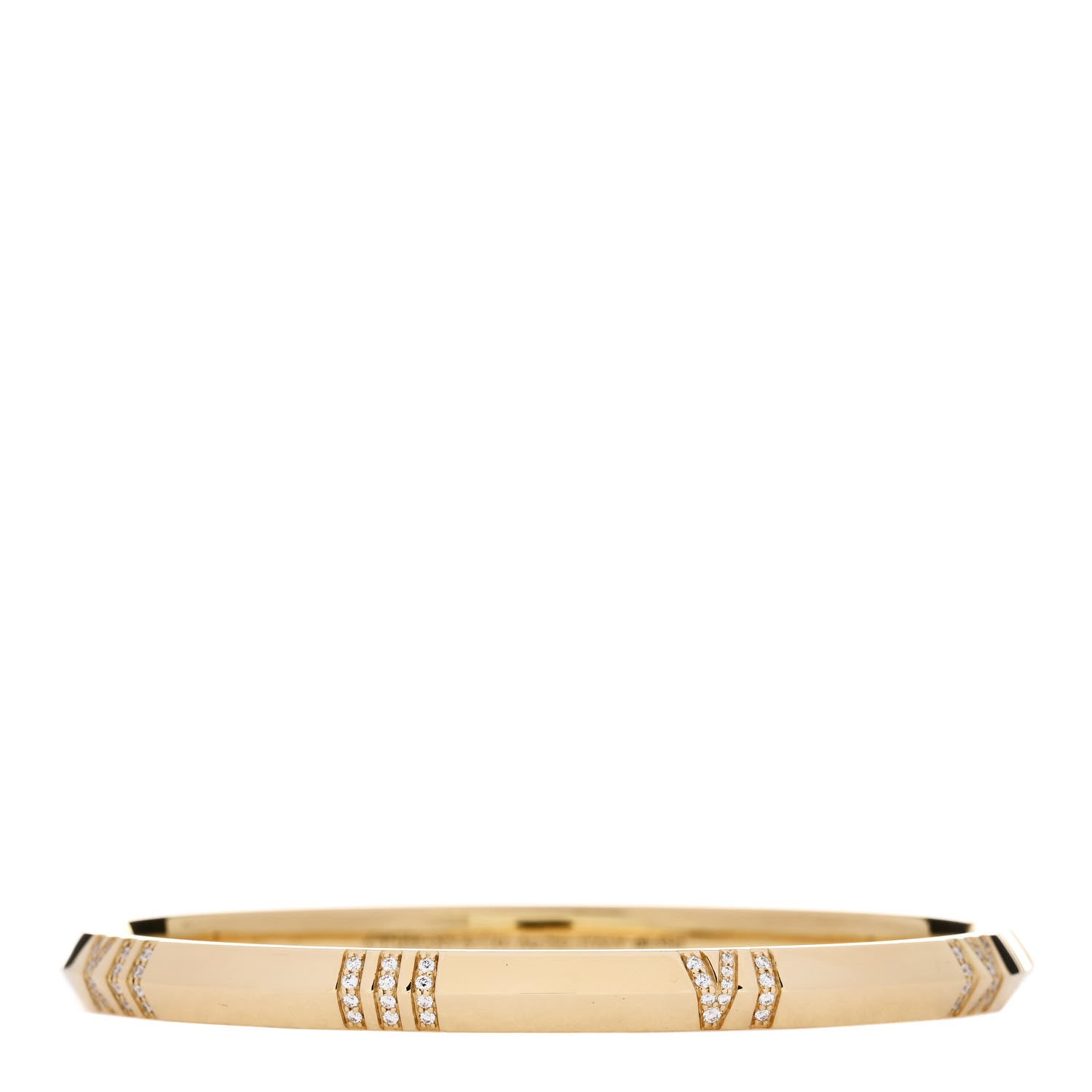Tiffany 18K Yellow Gold Diamond Atlas Closed Narrow Hinged Bangle Bracelet 1 of 4