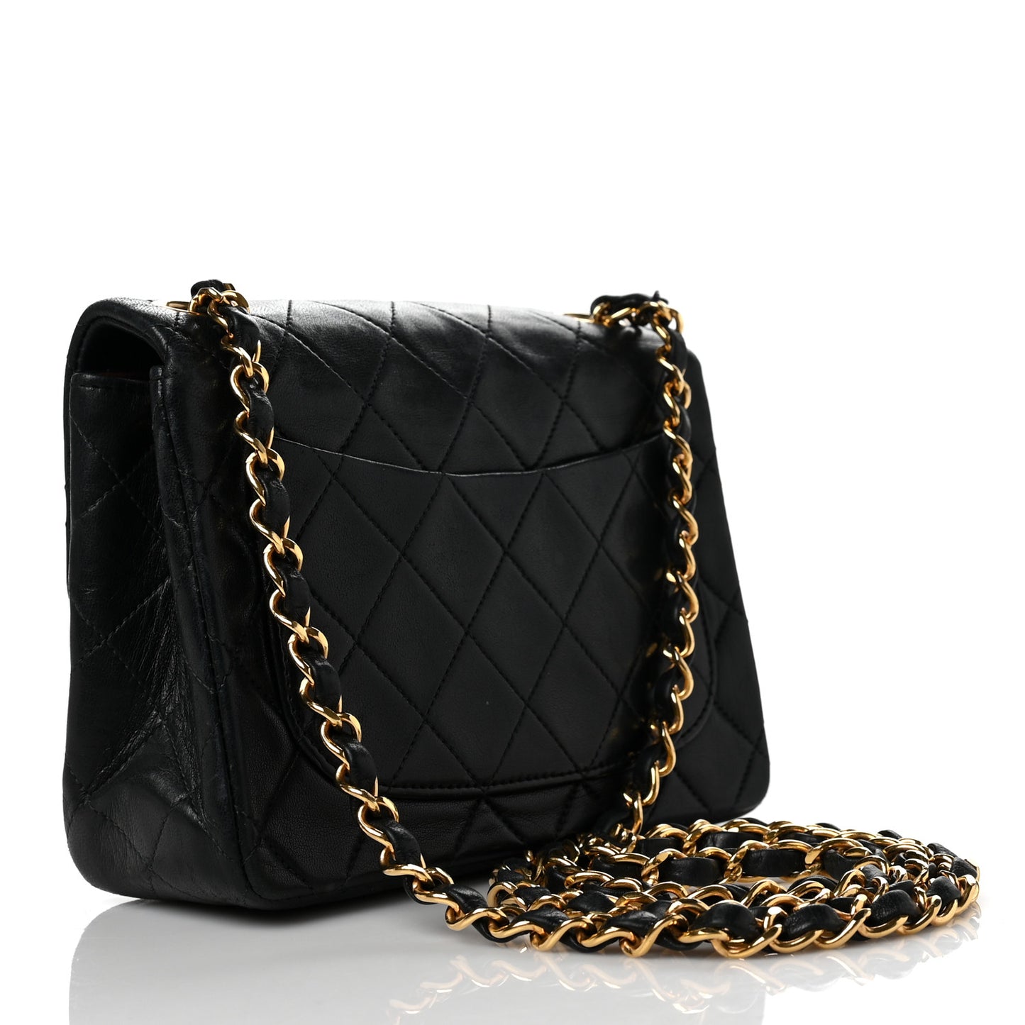Lambskin Quilted Mini Square Flap Bag Black