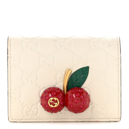 Gucci Guccissima Cherries Card Case Wallet White 1 of 11