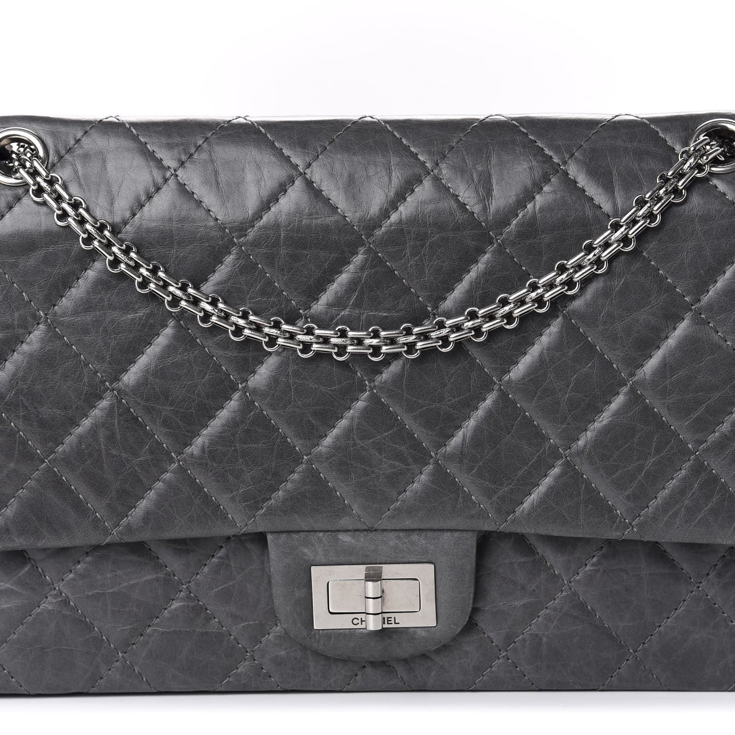 Aged Calfskin Quilted 50th Anniversary 2.55 Reissue 227 Flap Grey