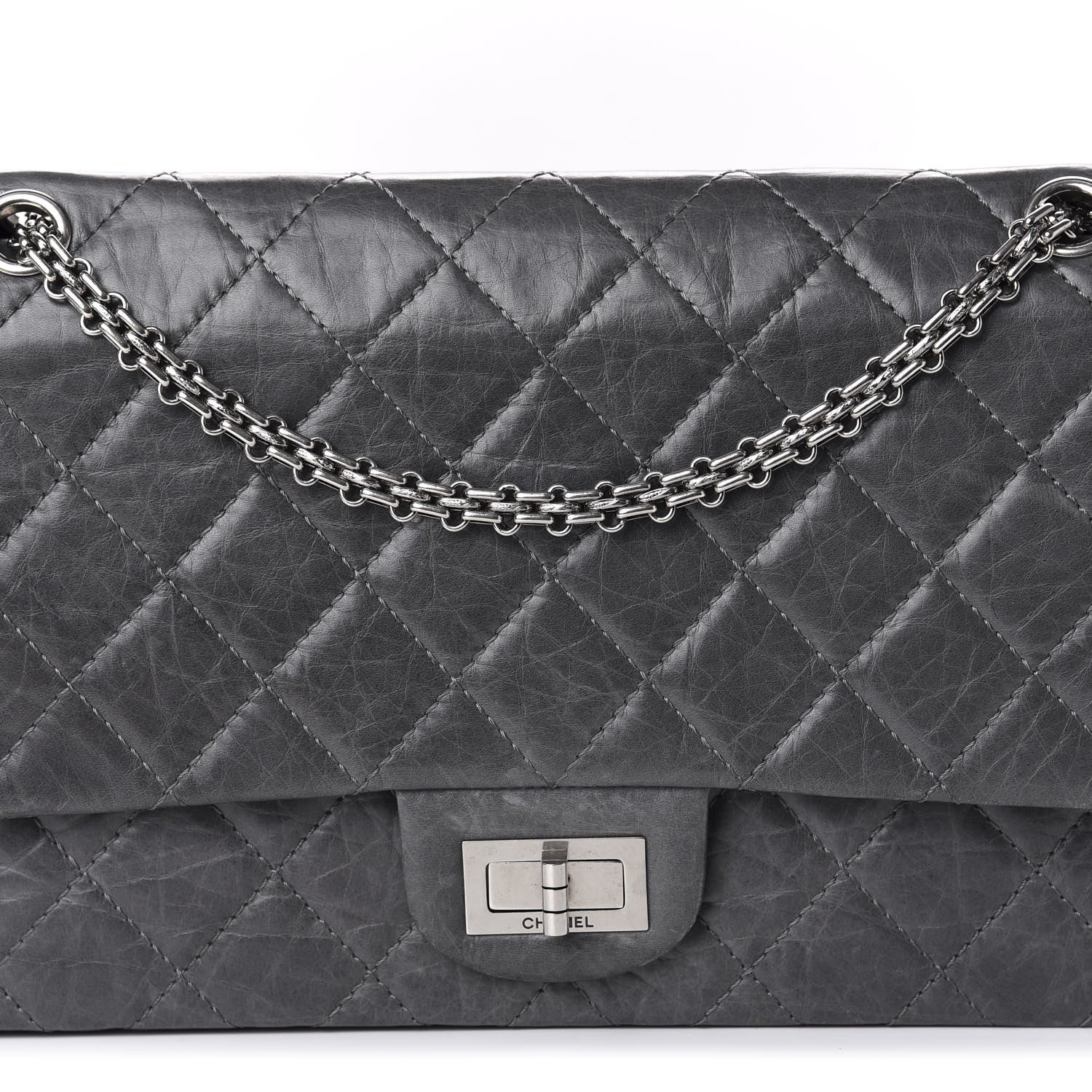 Chanel Aged Calfskin Quilted 50th Anniversary 2.55 Reissue 227 Flap Grey 14 of 14
