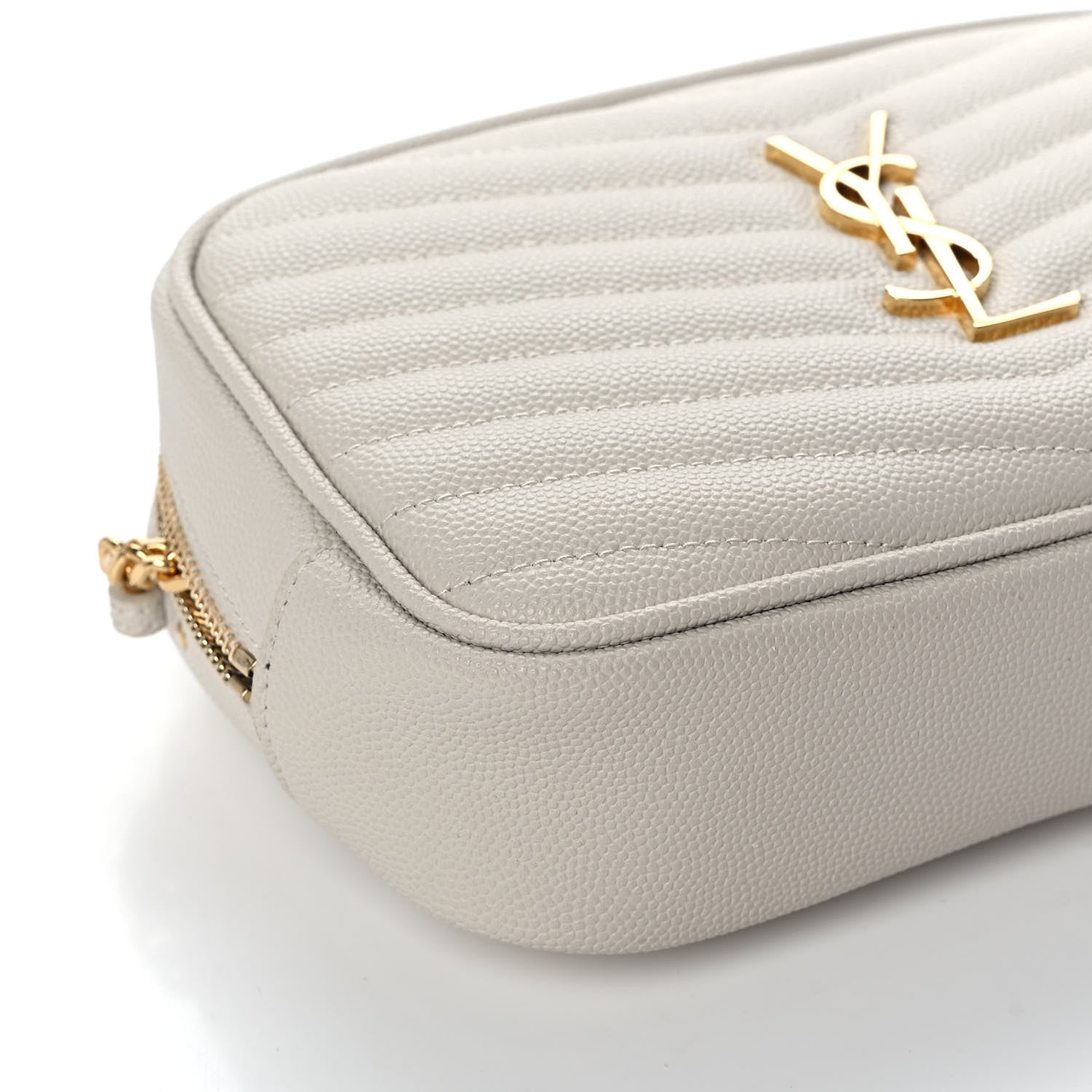 Saint Laurent Grain De Poudre Matelasse Monogram Mini Lou Camera Bag Crema Soft 8 of 10