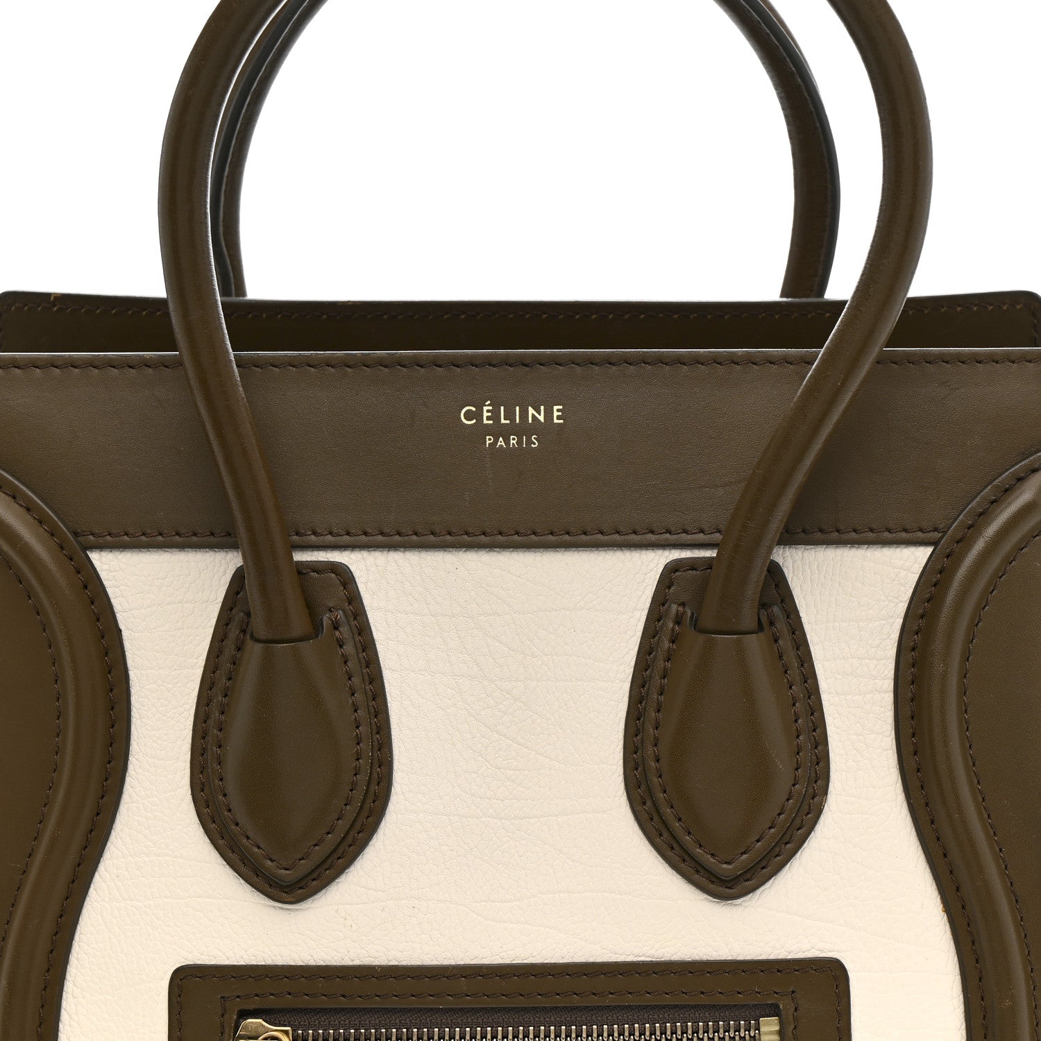 Celine Textured Calfskin Suede Tri-color Mini Luggage Cream 8 of 12
