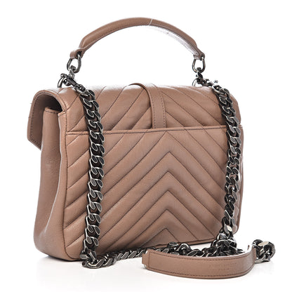 Saint Laurent Sheepskin Matelasse Chevron Monogram Medium College Bag Fard 3 of 12