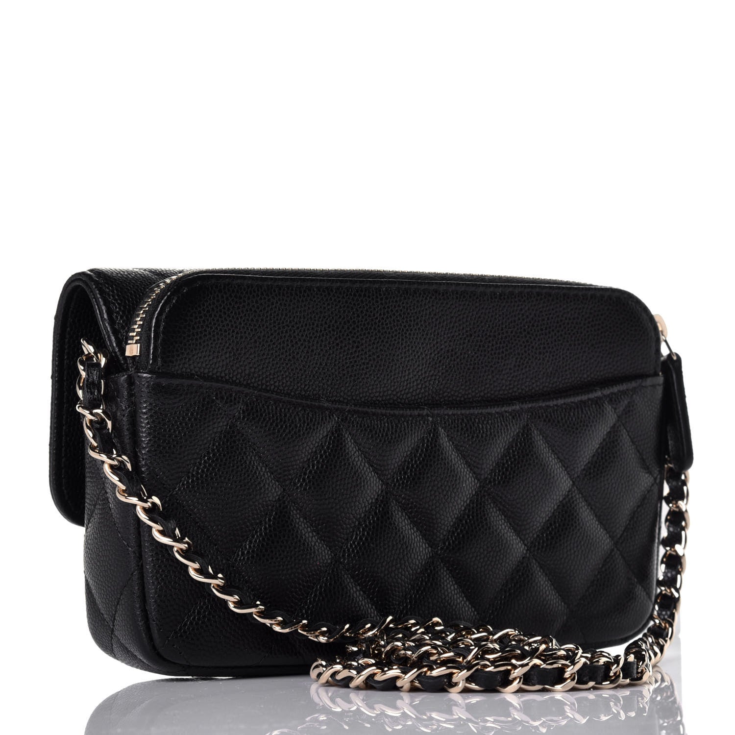 Chanel Caviar Quilted Flap Phone Holder With Chain Black 3 of 11