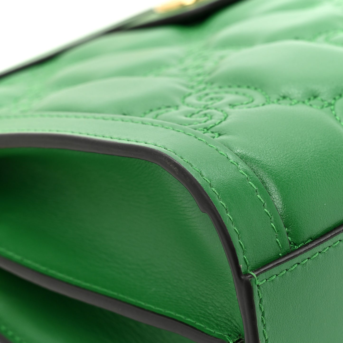 Calfskin GG Matelasse Small Slim Chain Shoulder Bag Spring Green Natural