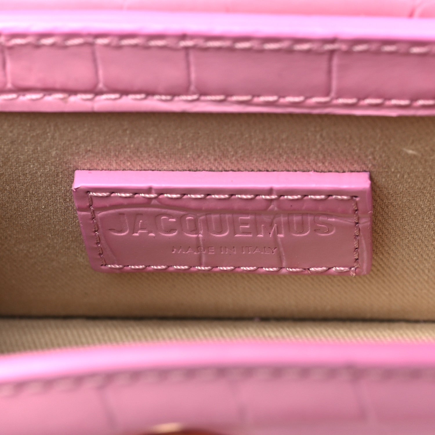 Jacquemus Calfskin Crocodile Embossed Le Chiquito Pink 6 of 9