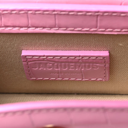 Jacquemus Calfskin Crocodile Embossed Le Chiquito Pink 6 of 9