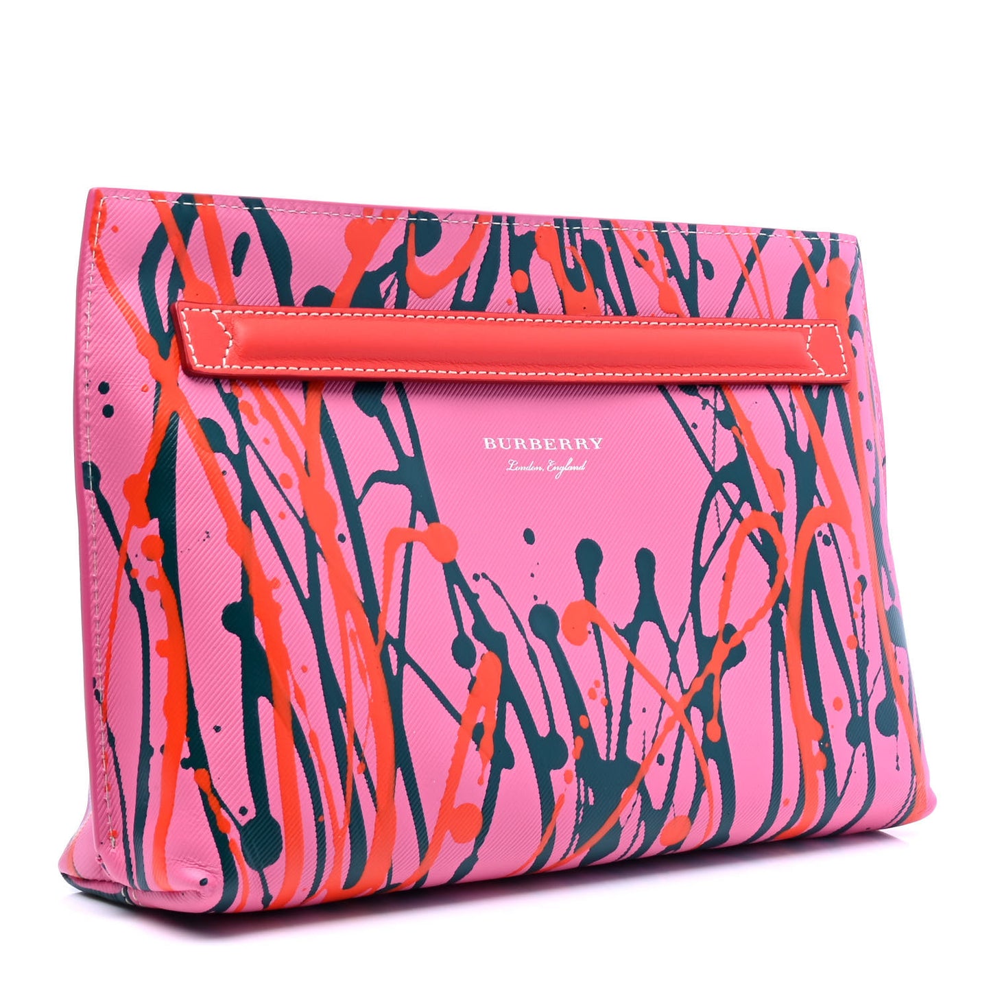 Trench Calfskin Splash Print Pouch Rose