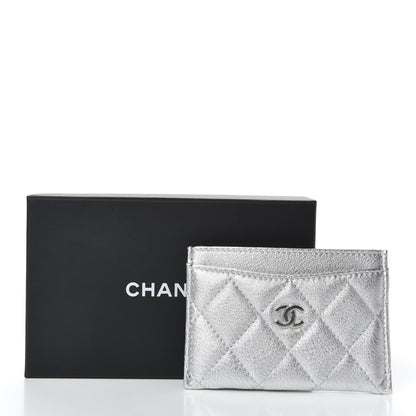 Chanel Metallic Lambskin Quilted Card Holder Silver 9 of 9
