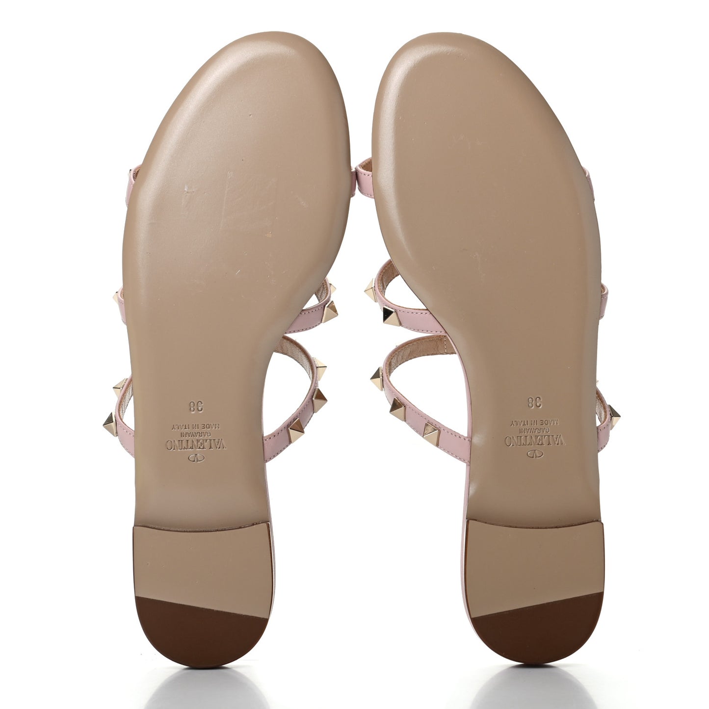 Nappa Rockstud Caged Flat Slide Sandals 38 Water Rose