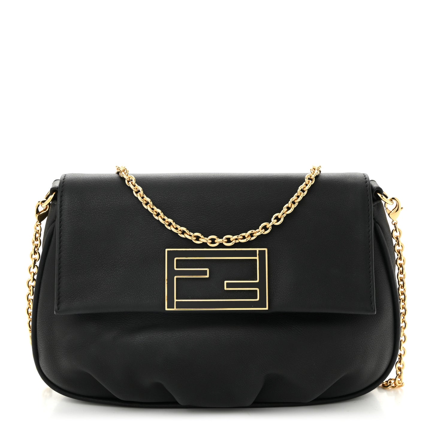 Vitello Flamingo Fendista Pouchette Crossbody Black