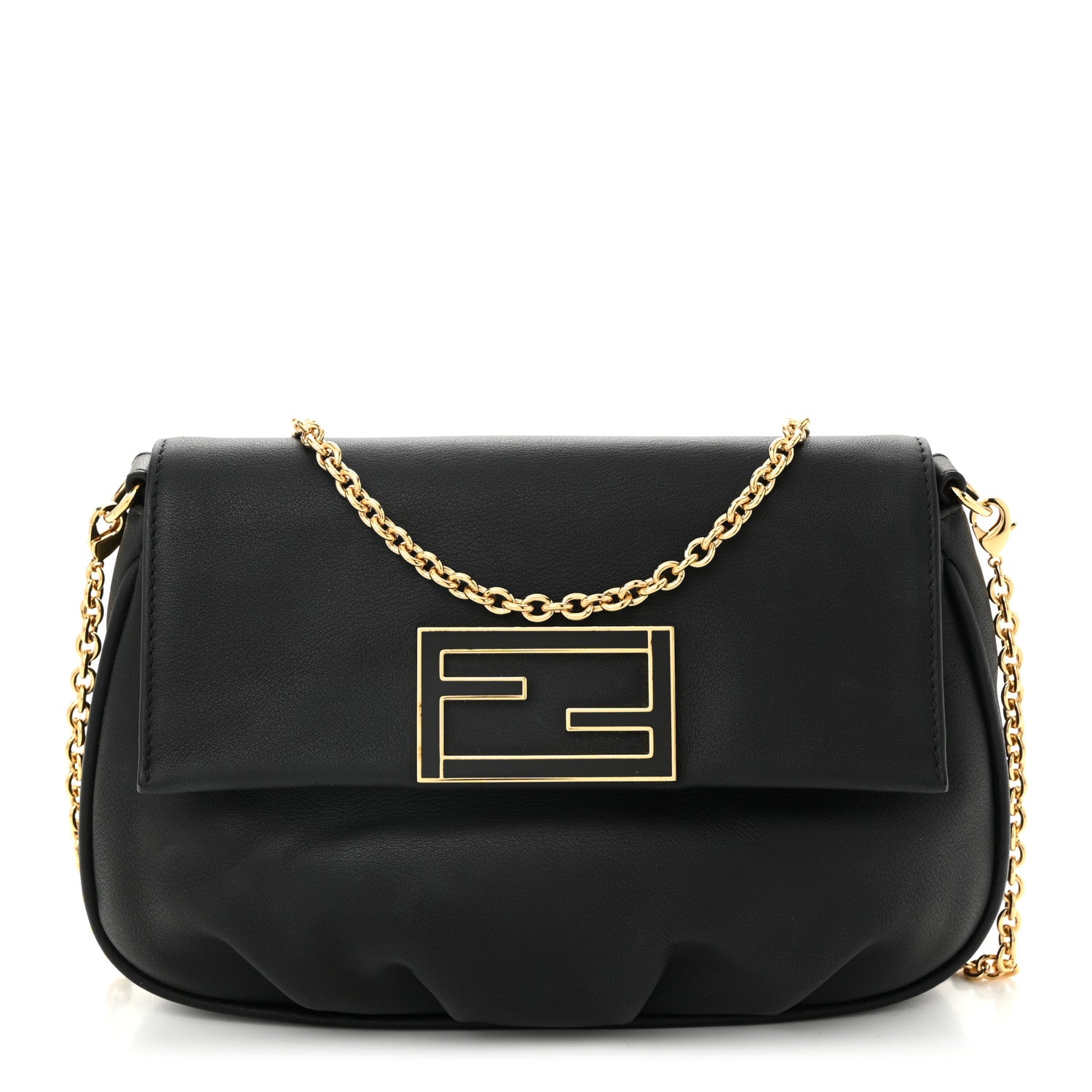 Fendi Vitello Flamingo Fendista Pouchette Crossbody Black 1 of 10