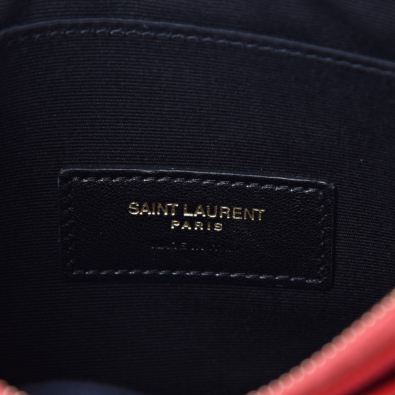 Saint Laurent Grain De Poudre Chevron Monogram Bill Pouch Red 6 of 7