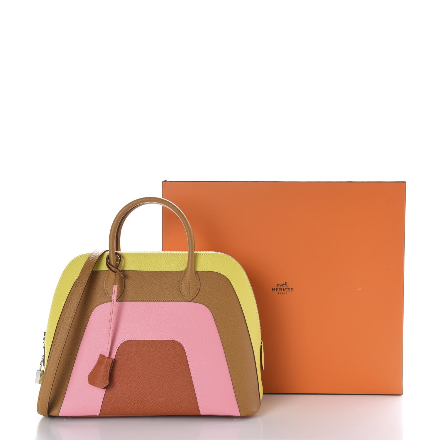 Hermes Epsom 1923 Sunrise Bolide 30 Lime Sesame Rose Confetti Terre Battue 13 of 13