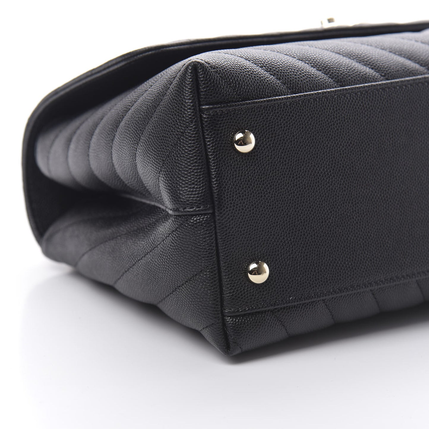 Caviar Lizard Embossed Chevron Quilted Medium Coco Handle Flap Black
