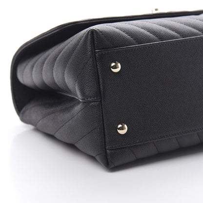 Chanel Caviar Lizard Embossed Chevron Quilted Medium Coco Handle Flap Black 9 of 11