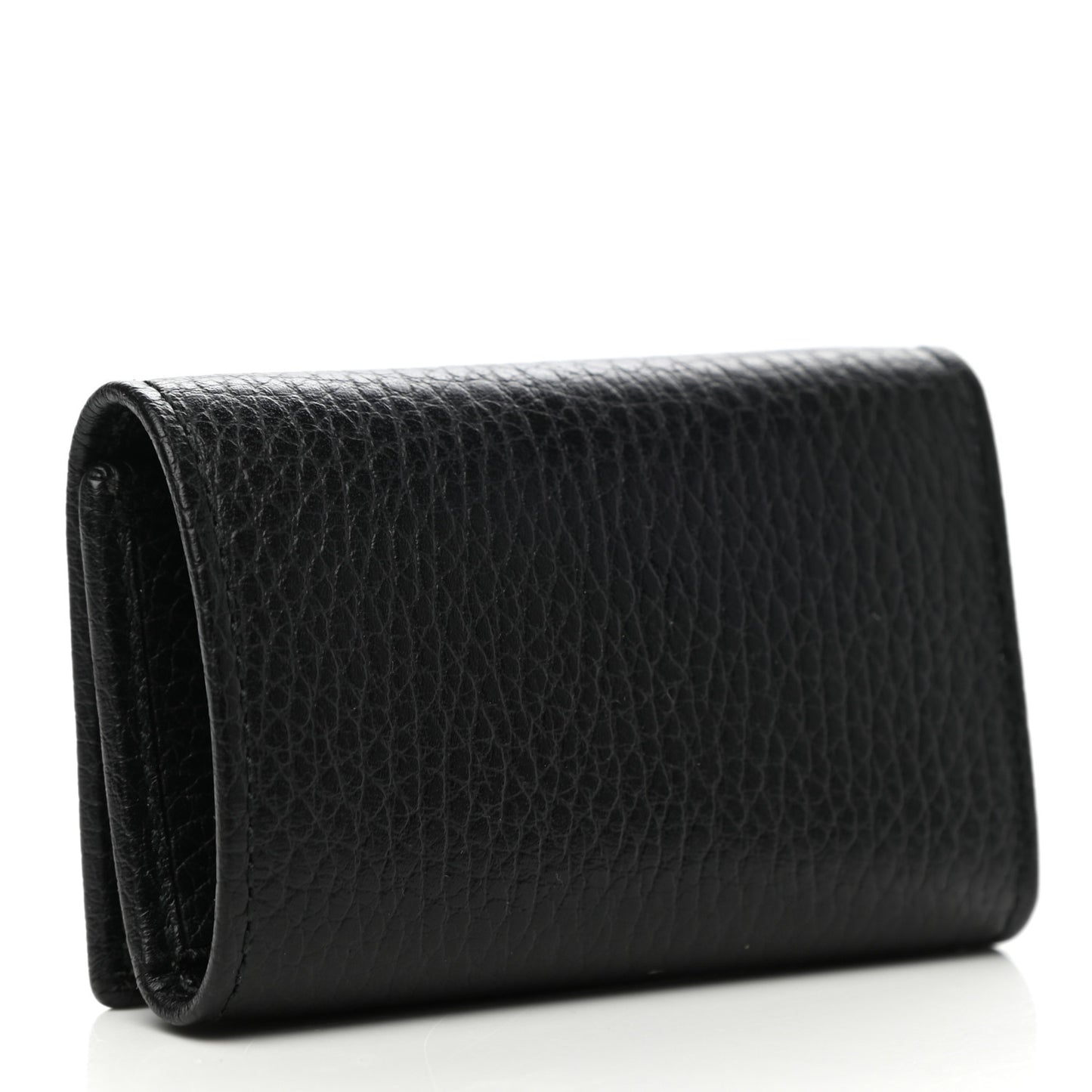 Pebbled Calfskin Butterfly 6 Key Holder Case Black
