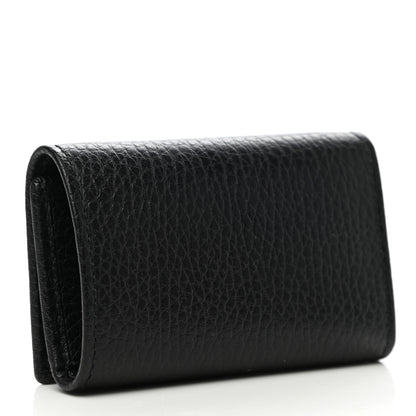 Gucci Pebbled Calfskin Butterfly 6 Key Holder Case Black 3 of 10