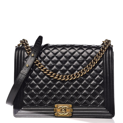 Chanel Aged Glazed Calfskin Quilted Large Boy Flap Black 1 of 16