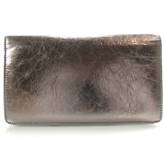 Leather CC Bow Wallet Metallic Silver